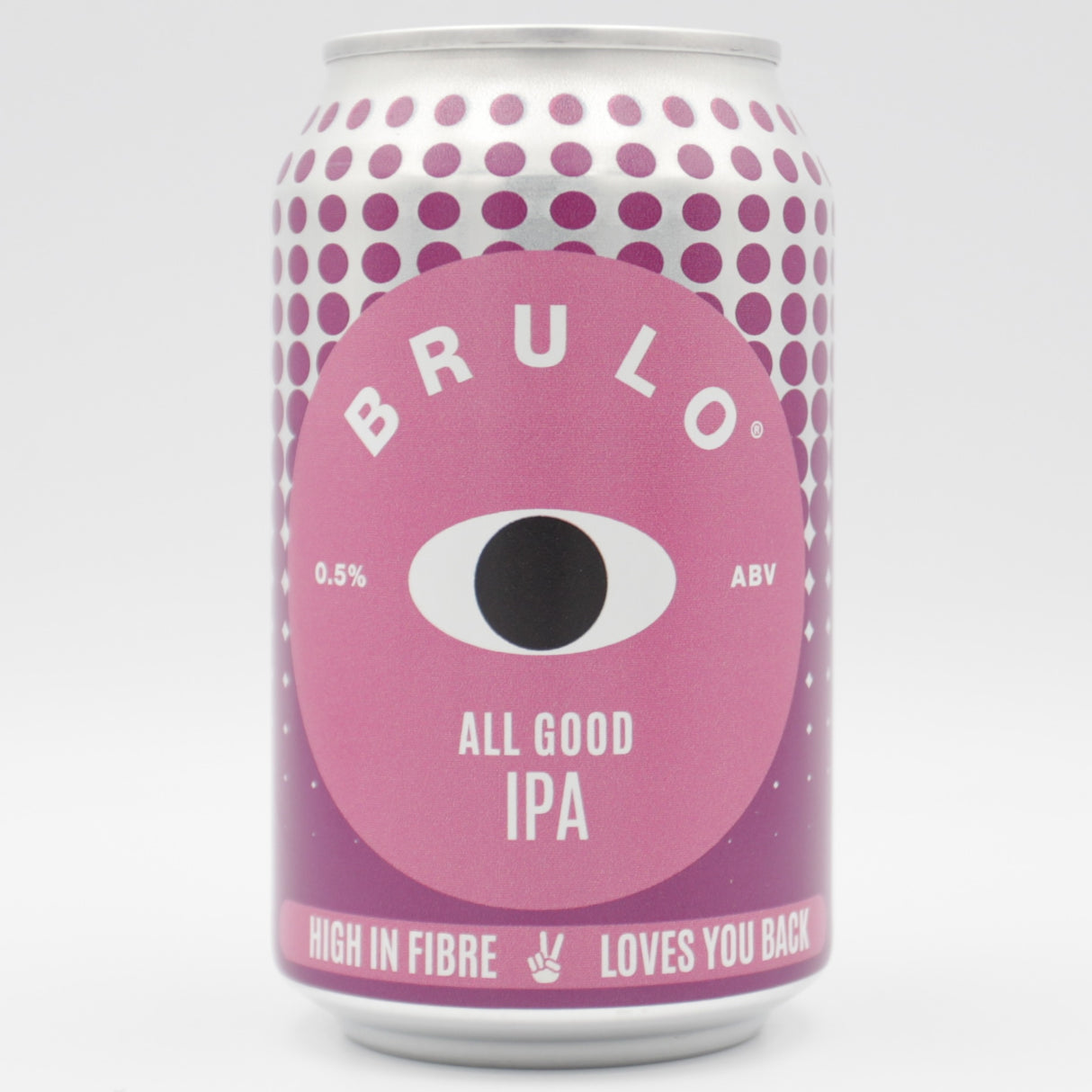 This is a can of Brulo - All Good IPA - 0.5% (330ml). It is a IPA craft beer available to buy from Ghost Whale, voted London's best craft beer shop.