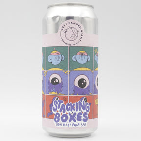 This is a can of Left Handed Giant - Stacking Boxes - 5.5% (440ml). It is a Pale Ale craft beer available to buy from Ghost Whale, voted London's best craft beer shop.
