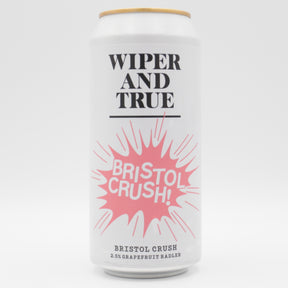 This is a can of Wiper And True - Bristol Crush - 2.5% (440ml). It is a Radler craft beer available to buy from Ghost Whale, voted London's best craft beer shop.