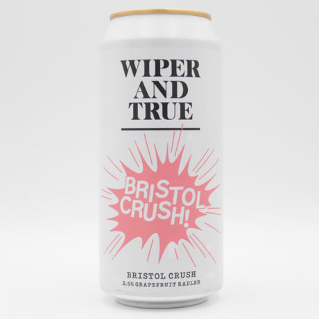 This is a can of Wiper And True - Bristol Crush - 2.5% (440ml). It is a Radler craft beer available to buy from Ghost Whale, voted London's best craft beer shop.