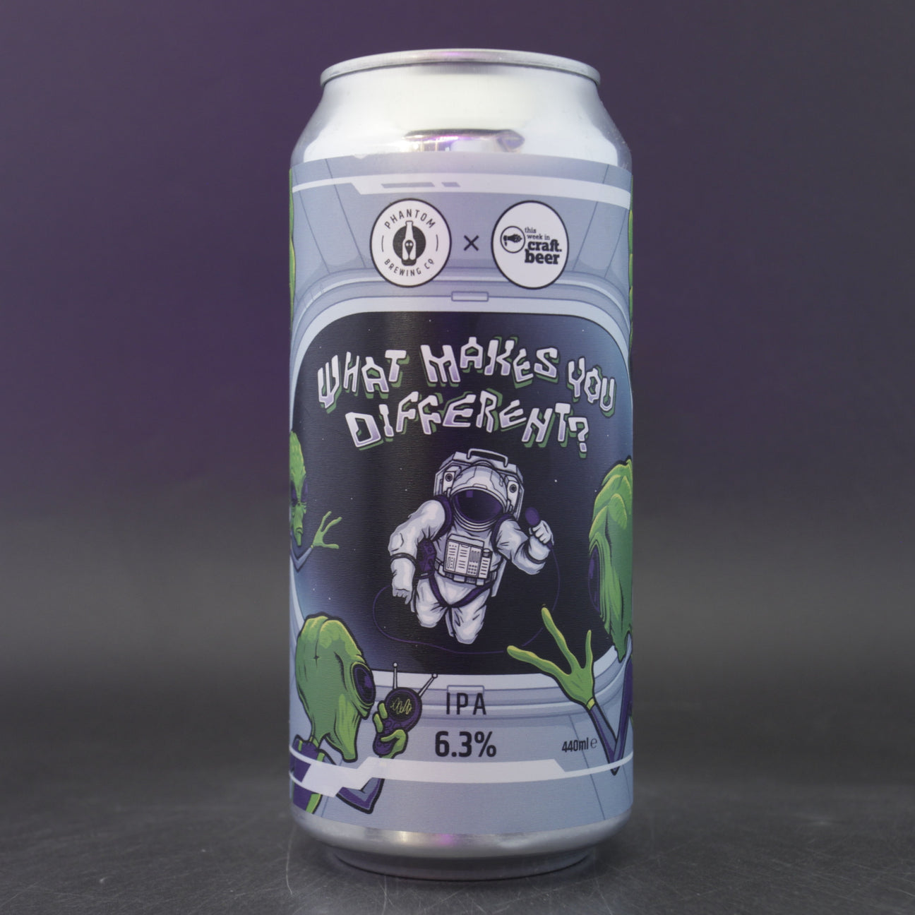 This is a can of Phantom Brewing Co - What Makes You Different? - 6.3% (440ml). It is a IPA craft beer available to buy from Ghost Whale, voted London's best craft beer shop.