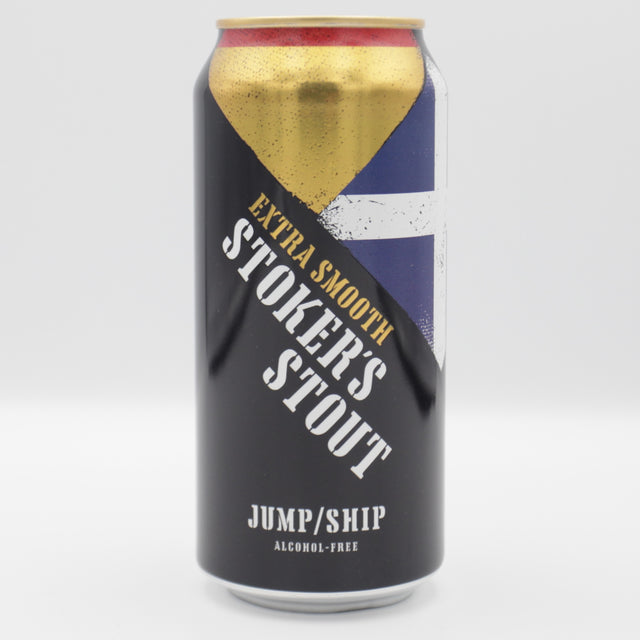 This is a can of Jump Ship Brewing - Stoker's Stout Extra Smooth - 0.5% (440ml). It is a Stout / Porter craft beer available to buy from Ghost Whale, voted London's best craft beer shop.