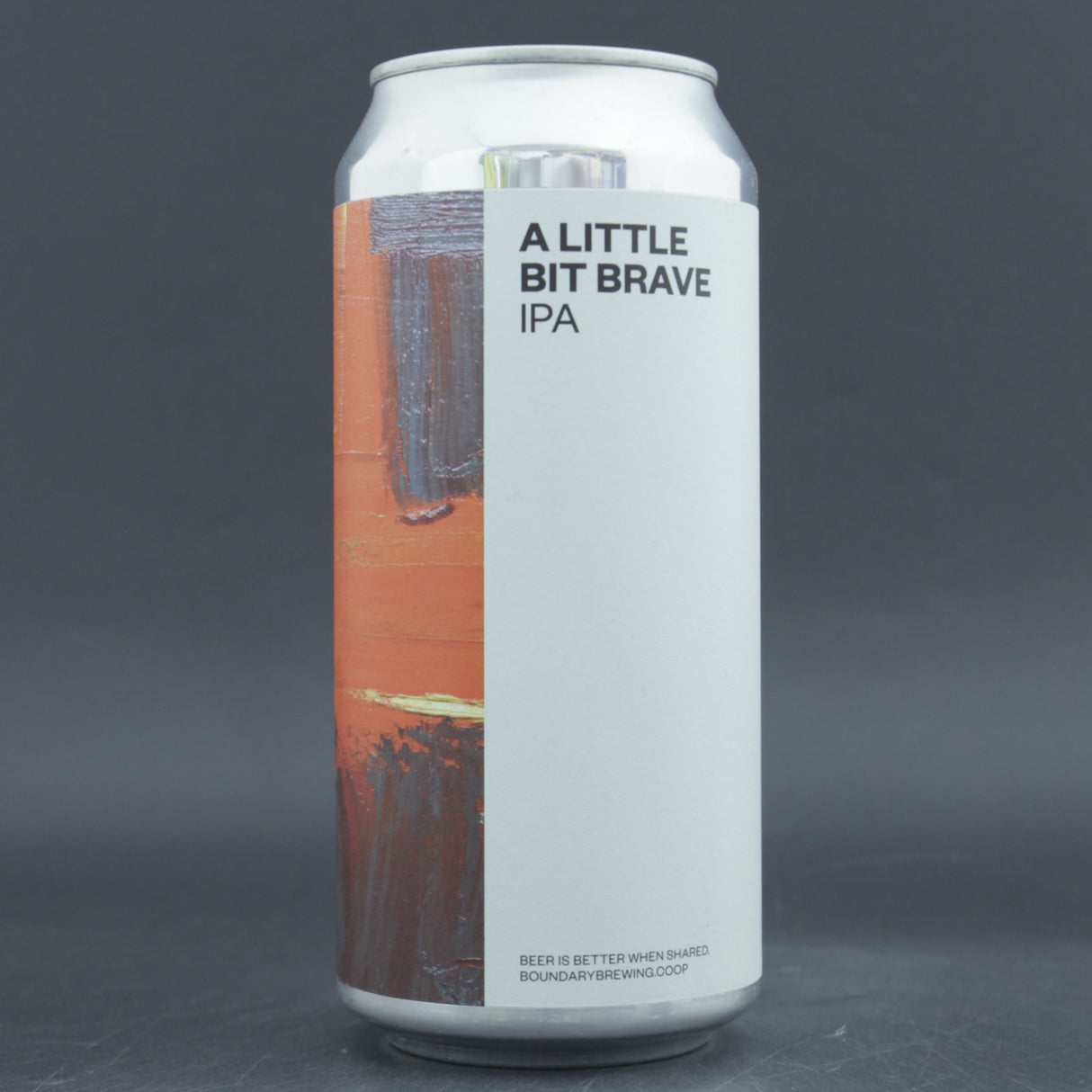 This is a can of Boundary - A Little Bit Brave - 6.8% (440ml). It is a IPA craft beer available to buy from Ghost Whale, voted London's best craft beer shop.