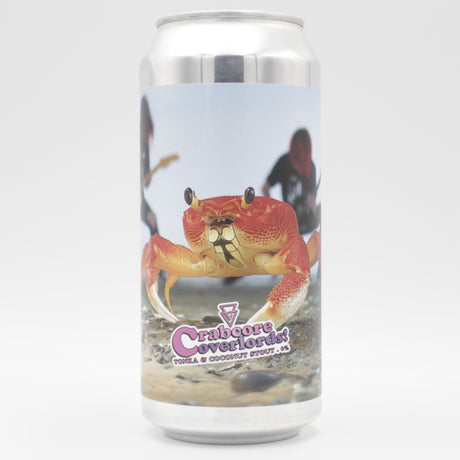 This is a can of Azvex - Crabcore Overlords - 6% (440ml). It is a Stout / Porter craft beer available to buy from Ghost Whale, voted London's best craft beer shop.