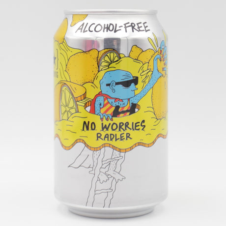 This is a can of Lervig - No Worries: Radler - 0.5% (330ml). It is a Pale Ale craft beer available to buy from Ghost Whale, voted London's best craft beer shop.