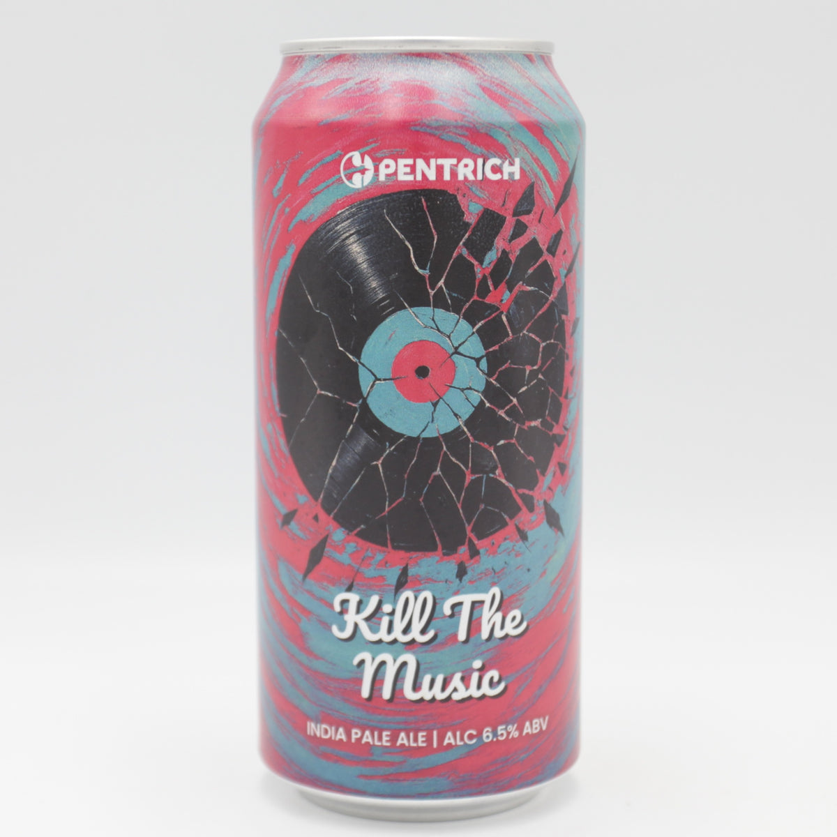 This is a can of Pentrich - Kill The Music - 6.5% (440ml). It is a IPA craft beer available to buy from Ghost Whale, voted London's best craft beer shop.