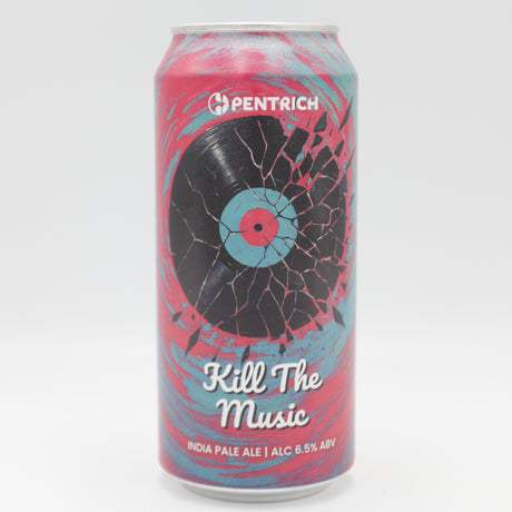 This is a can of Pentrich - Kill The Music - 6.5% (440ml). It is a IPA craft beer available to buy from Ghost Whale, voted London's best craft beer shop.