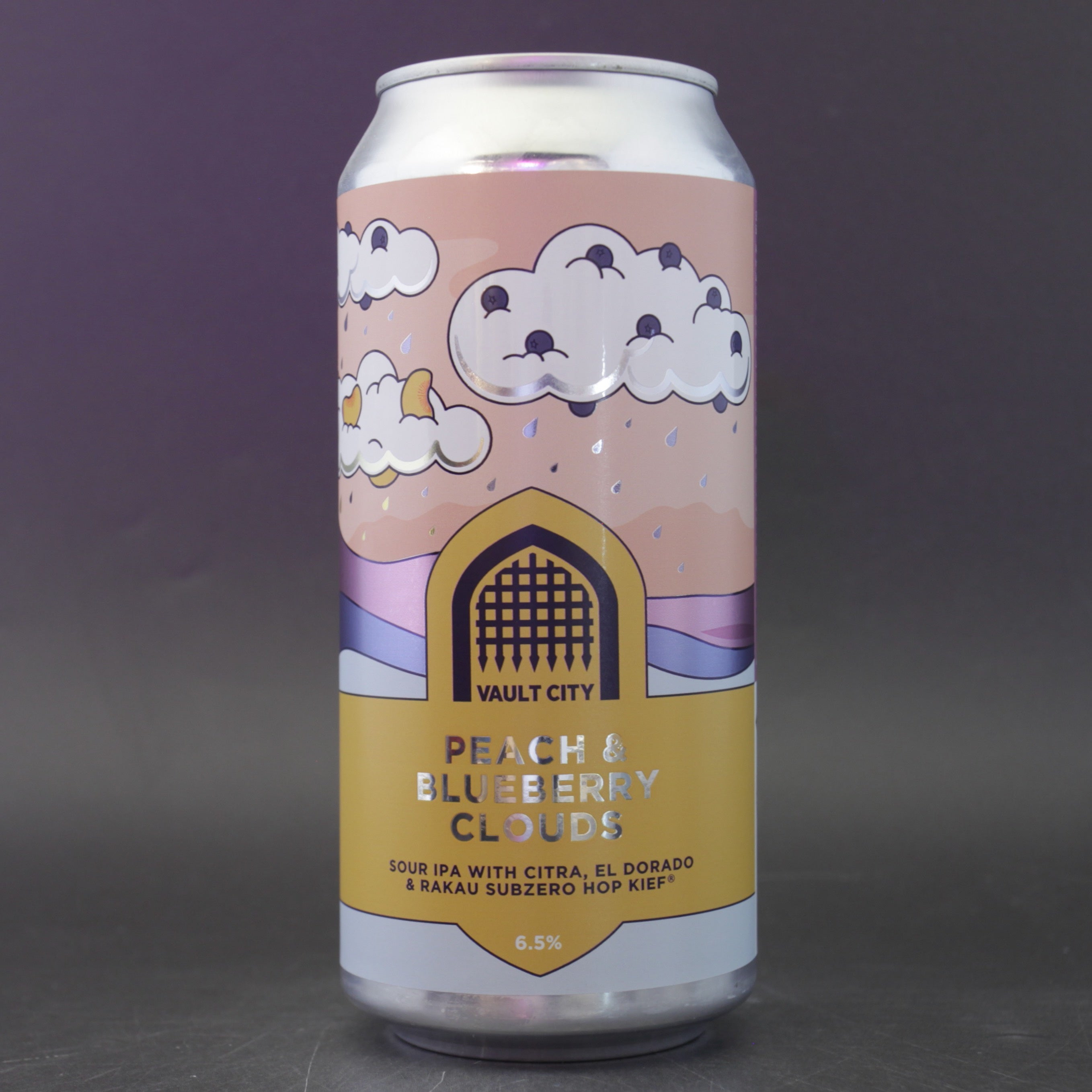 Vault City - Peach & Blueberry Clouds - 6.5% (440ml) - Ghost Whale