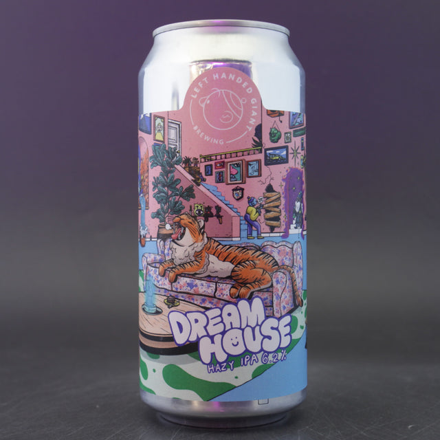 This is a can of Left Handed Giant - Dream House (GF) - 6.2% (440ml). It is a IPA craft beer available to buy from Ghost Whale, voted London's best craft beer shop.