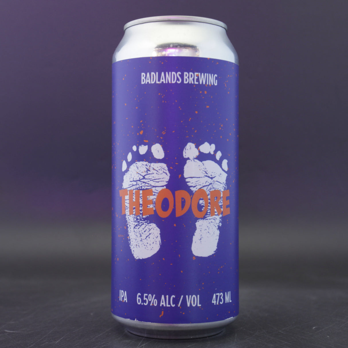 This is a can of Badlands - Theodore - 6.5% (473ml). It is a IPA craft beer available to buy from Ghost Whale, voted London's best craft beer shop.
