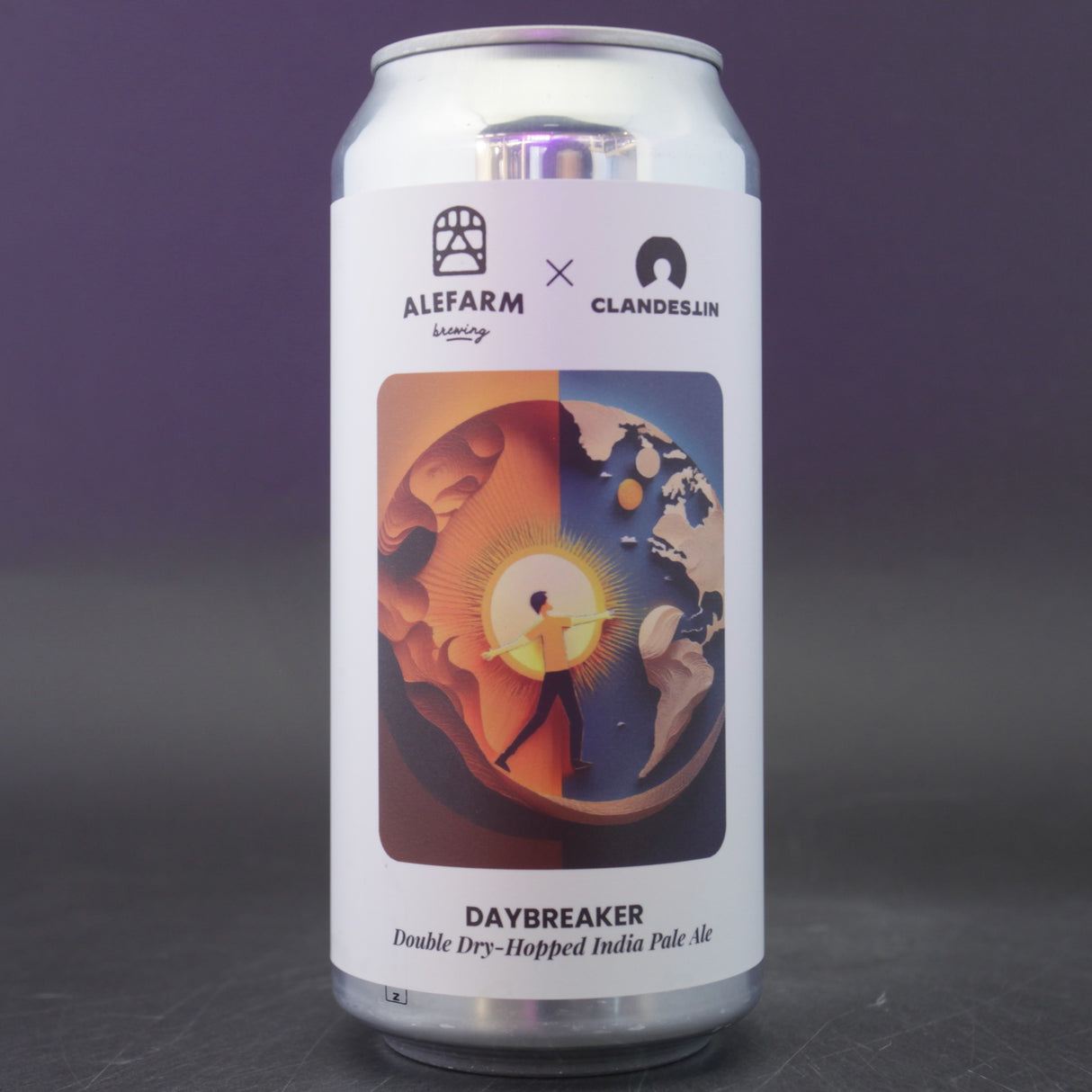 This is a can of Alefarm - Daybreaker - 6.5% (440ml). It is a IPA craft beer available to buy from Ghost Whale, voted London's best craft beer shop.