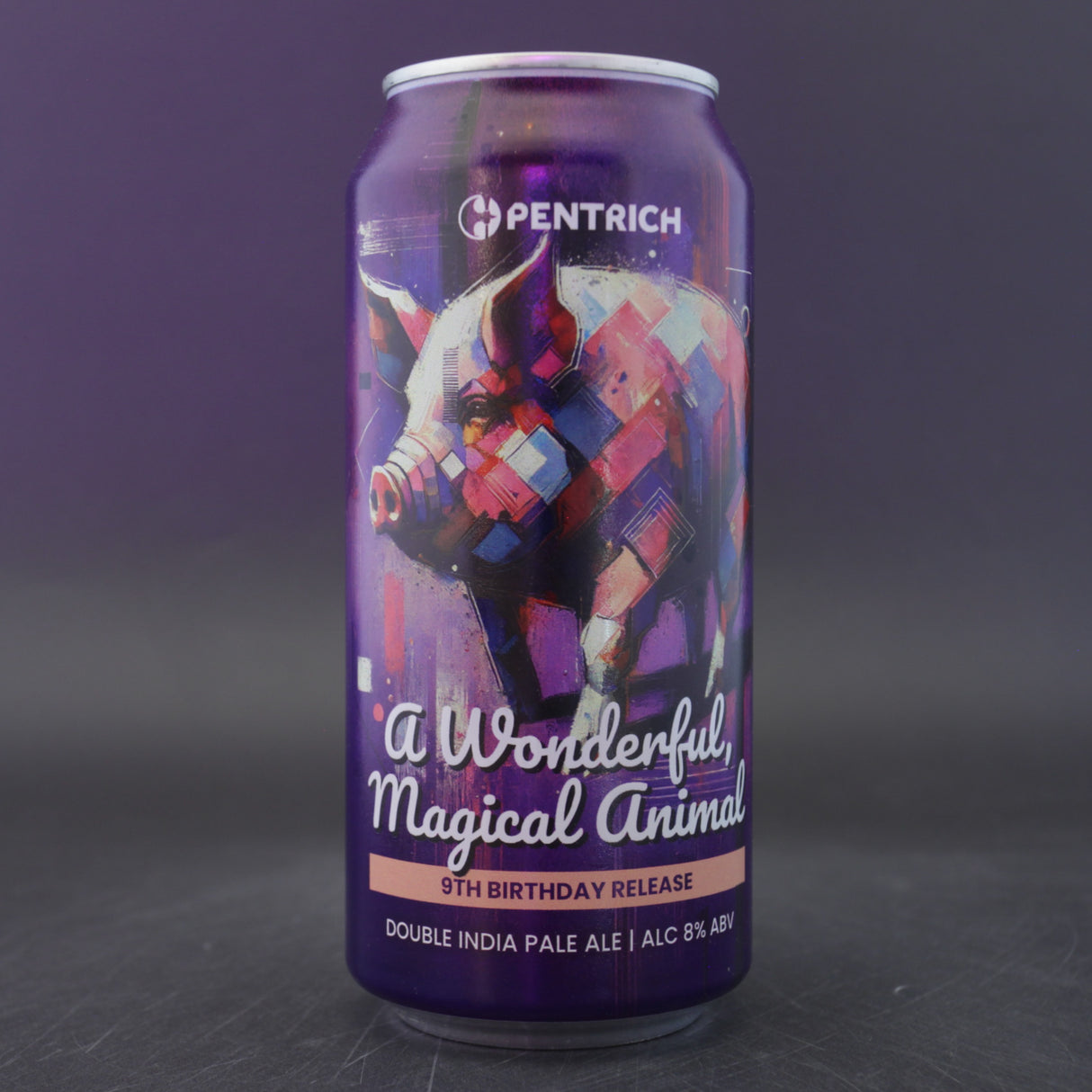 This is a can of Pentrich - A Wonderful, Magical Animal - 8% (440ml). It is a Double IPA craft beer available to buy from Ghost Whale, voted London's best craft beer shop.