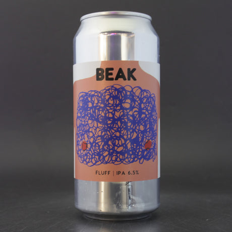 This is a can of Beak Brewery - Fluff - 6% (440ml). It is a IPA craft beer available to buy from Ghost Whale, voted London's best craft beer shop.