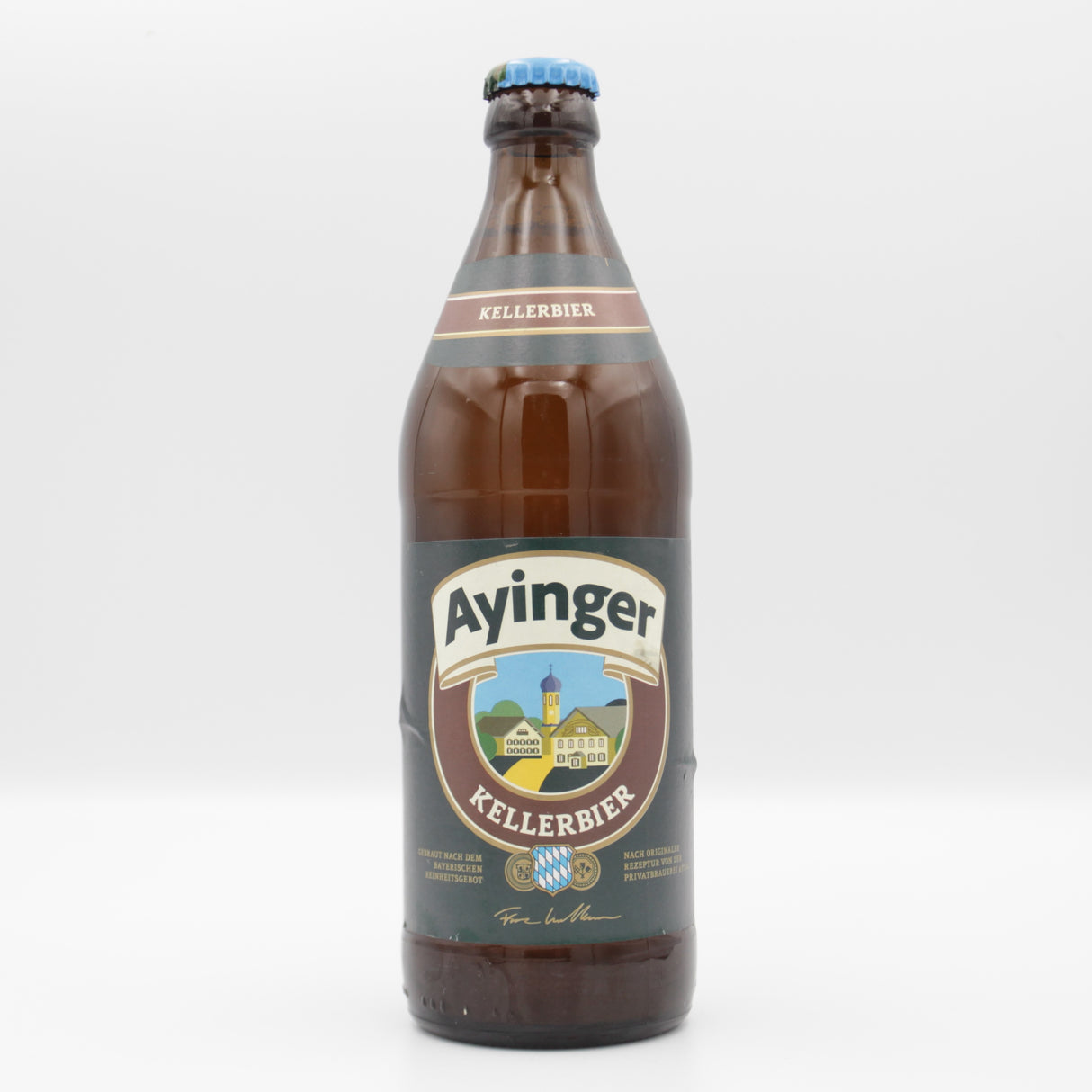 This is a bottle of Ayinger - Kellerbier - 4.9% (500ml). It is a Lager / Pilsner / Kölsch craft beer available to buy from Ghost Whale, voted London's best craft beer shop.