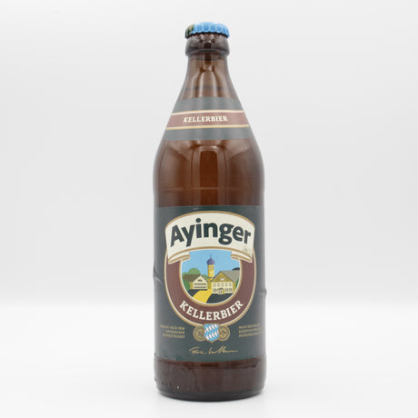 This is a bottle of Ayinger - Kellerbier - 4.9% (500ml). It is a Lager / Pilsner / Kölsch craft beer available to buy from Ghost Whale, voted London's best craft beer shop.