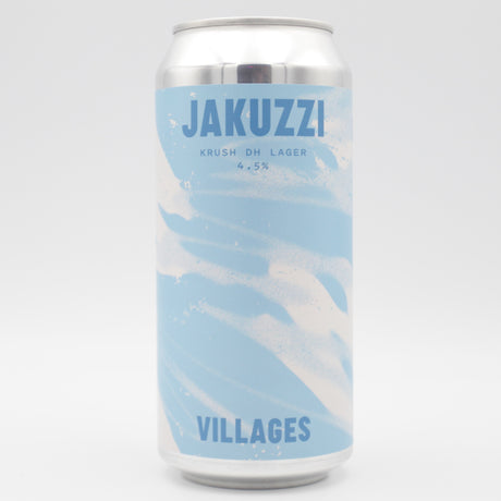 This is a can of Villages - Jakuzzi - 4.5% (440ml). It is a Lager / Pilsner / Kölsch craft beer available to buy from Ghost Whale, voted London's best craft beer shop.