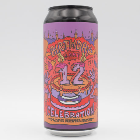 This is a can of Amundsen - 12th Birthday: Triple Threat - 5.5% (440ml). It is a Sour craft beer available to buy from Ghost Whale, voted London's best craft beer shop.