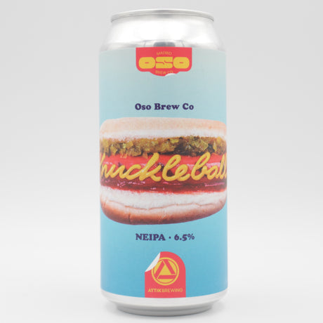 This is a can of OSO Brewing / Attik - Knuckleball - 6.5% (440ml). It is a IPA craft beer available to buy from Ghost Whale, voted London's best craft beer shop.