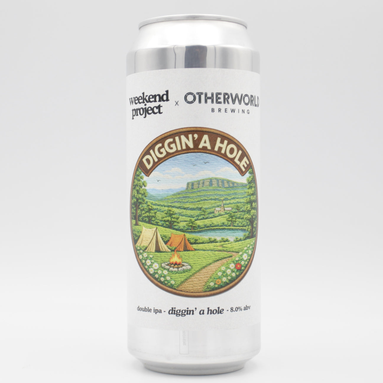 This is a can of Weekend Project / Otherworld - Diggin' A Hole - 8% (500ml). It is a Double IPA craft beer available to buy from Ghost Whale, voted London's best craft beer shop.