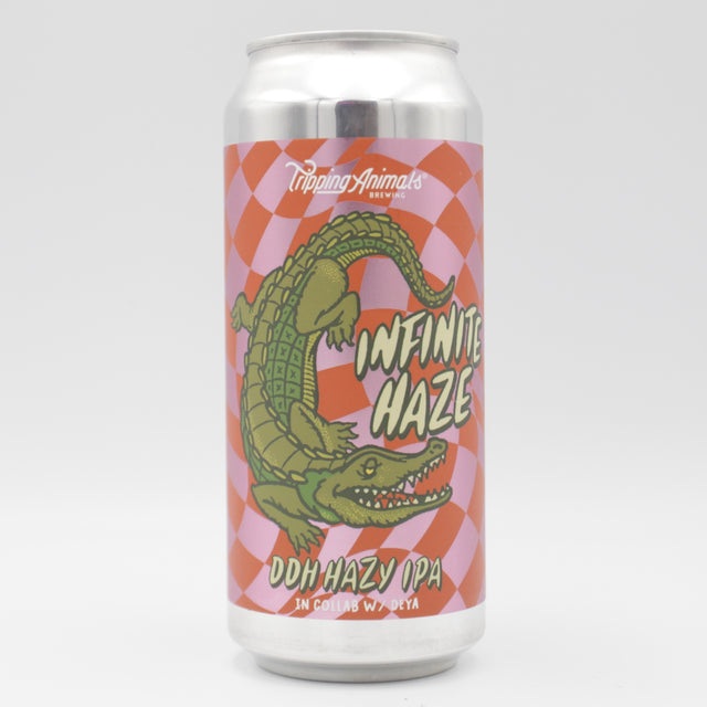 This is a can of Tripping Animals / DEYA - Infinite Haze  - 7.2% (473ml). It is a IPA craft beer available to buy from Ghost Whale, voted London's best craft beer shop.
