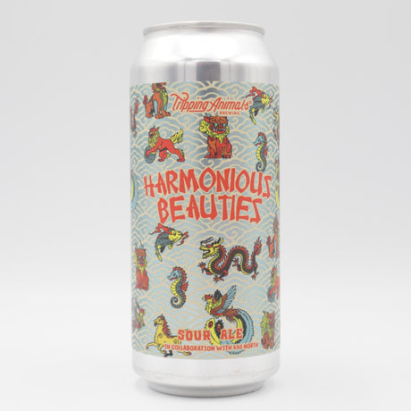 This is a can of Tripping Animals / 450 North - Harmonious Beauty - 6% (473ml). It is a Sour craft beer available to buy from Ghost Whale, voted London's best craft beer shop.