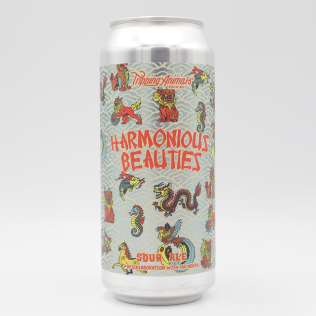 This is a can of Tripping Animals / 450 North - Harmonious Beauty - 6% (473ml). It is a Sour craft beer available to buy from Ghost Whale, voted London's best craft beer shop.