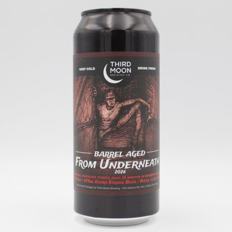 This is a can of Third Moon - Barrel Aged From Underneath (2026) - 11.5% (473ml). It is a Imperial Stout / Porter craft beer available to buy from Ghost Whale, voted London's best craft beer shop.