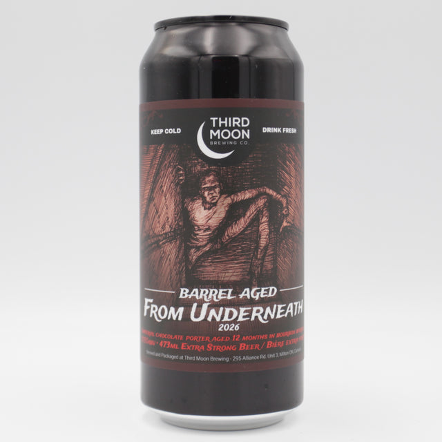 This is a can of Third Moon - Barrel Aged From Underneath (2026) - 11.5% (473ml). It is a Imperial Stout / Porter craft beer available to buy from Ghost Whale, voted London's best craft beer shop.