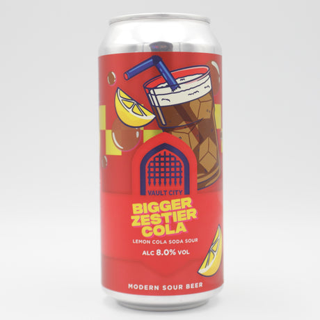 This is a can of Vault City - Bigger Zestier Cola - 8% (440ml). It is a Sour craft beer available to buy from Ghost Whale, voted London's best craft beer shop.