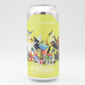 This is a can of Left Handed Giant / Doskiwis - I Like Not Knowing - 6.8% (440ml). It is a IPA craft beer available to buy from Ghost Whale, voted London's best craft beer shop.