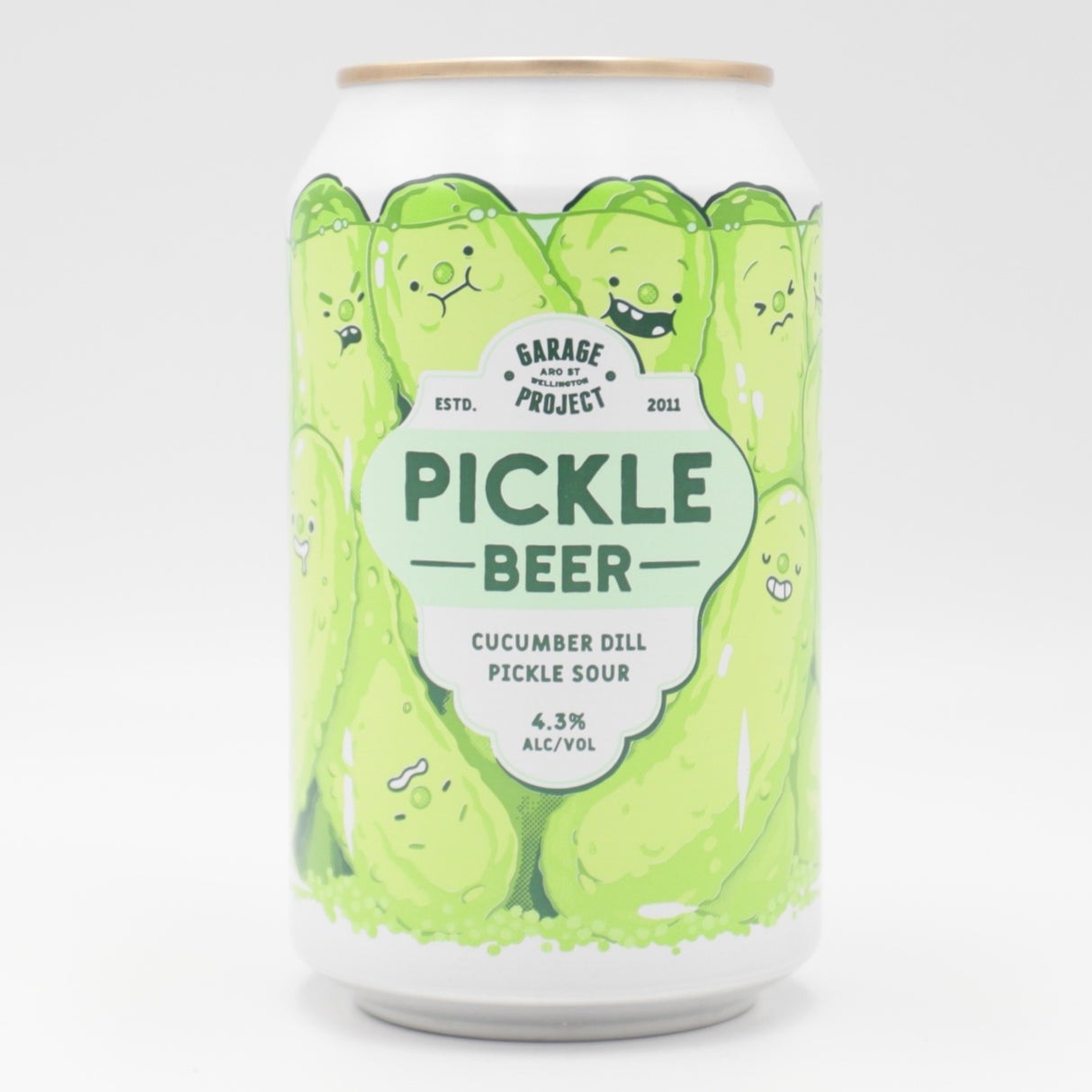 This is a can of Garage Project - Pickle Beer - 4.3% (330ml). It is a Sour craft beer available to buy from Ghost Whale, voted London's best craft beer shop.
