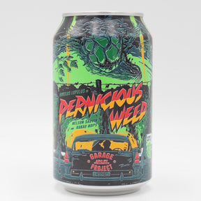 This is a can of Garage Project - Pernicious Weed - 8% (330ml). It is a Double IPA craft beer available to buy from Ghost Whale, voted London's best craft beer shop.