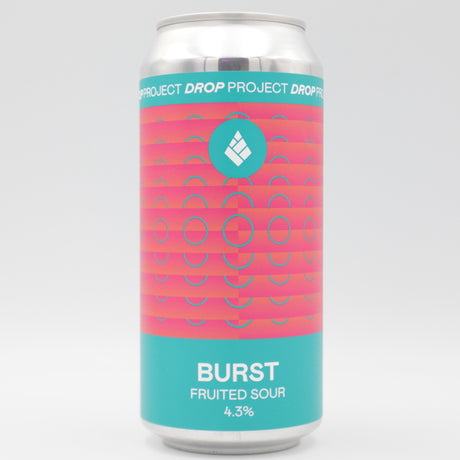 This is a can of Drop Project / Heist - Burst - 4.3% (440ml). It is a Sour craft beer available to buy from Ghost Whale, voted London's best craft beer shop.
