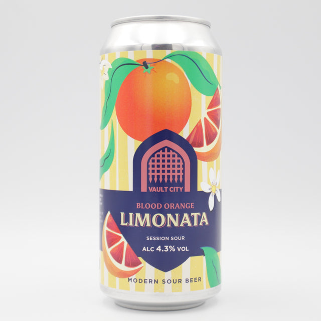 This is a can of Vault City - Blood Orange Limonata - 4.3% (440ml). It is a Sour craft beer available to buy from Ghost Whale, voted London's best craft beer shop.