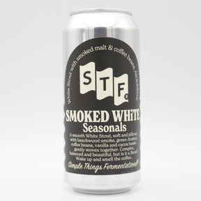 This is a can of Simple Things Fermentations - Smoked White - 6.6% (440ml). It is a Stout / Porter craft beer available to buy from Ghost Whale, voted London's best craft beer shop.