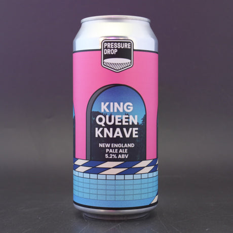 This is a can of Pressure Drop - King Queen Knave - 5.2% (440ml). It is a Pale Ale craft beer available to buy from Ghost Whale, voted London's best craft beer shop.