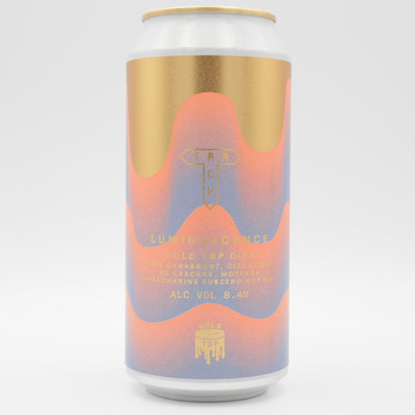 This is a can of Track - Gold Top: Luminescence - 8.4% (440ml). It is a Double IPA craft beer available to buy from Ghost Whale, voted London's best craft beer shop.