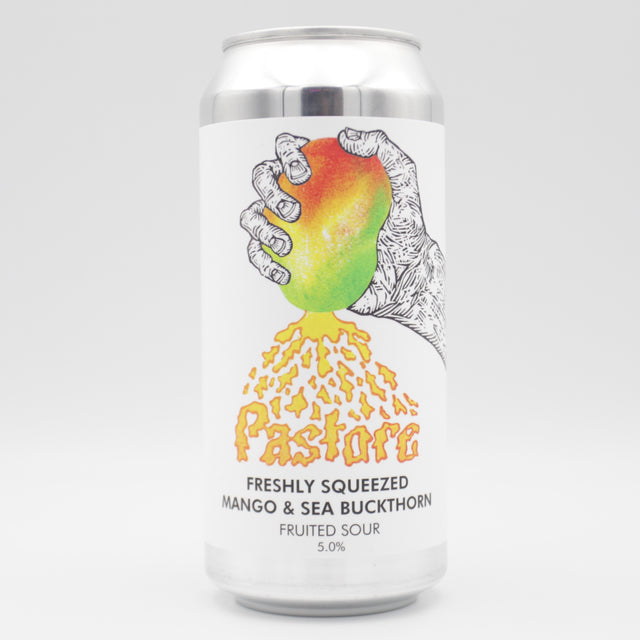This is a can of Pastore - Freshly Squeezed: Mango & Sea Buckthorn - 5% (440ml). It is a Sour craft beer available to buy from Ghost Whale, voted London's best craft beer shop.