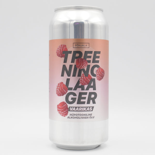 This is a can of Põhjala - Treeninglaager Vaarikas - 0.5% (440ml). It is a Sour craft beer available to buy from Ghost Whale, voted London's best craft beer shop.