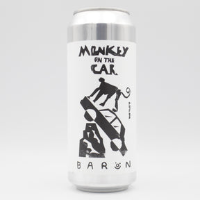 This is a can of Baron - Monkey On The Car - 6.5% (500ml). It is a IPA craft beer available to buy from Ghost Whale, voted London's best craft beer shop.