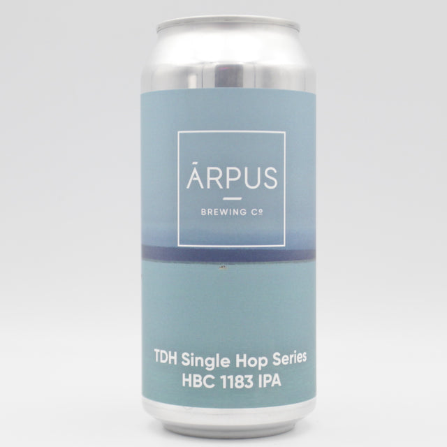 This is a can of Arpus Brewing Co - TDH Single Hop HBC1183 IPA - 6.5% (440ml). It is a IPA craft beer available to buy from Ghost Whale, voted London's best craft beer shop.