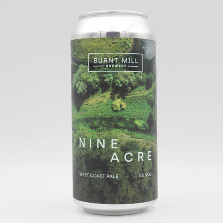 This is a can of Burnt Mill - Nine Acre - 5% (440ml). It is a Pale Ale craft beer available to buy from Ghost Whale, voted London's best craft beer shop.