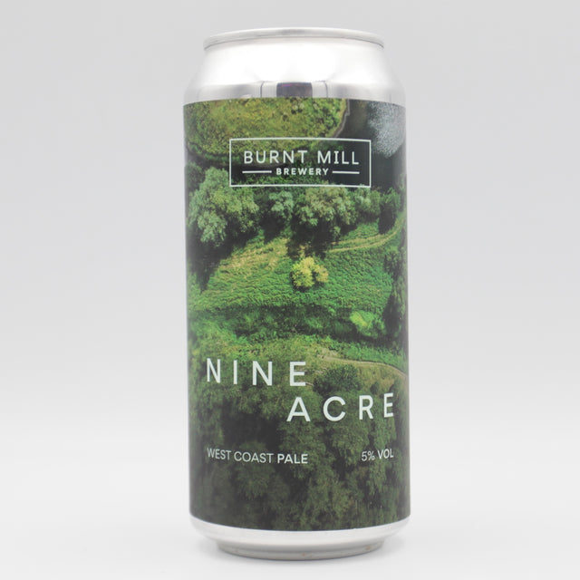 This is a can of Burnt Mill - Nine Acre - 5% (440ml). It is a Pale Ale craft beer available to buy from Ghost Whale, voted London's best craft beer shop.