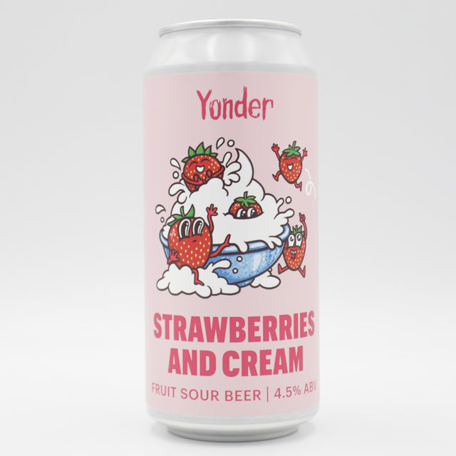 This is a can of Yonder - Strawberries & Cream - 4.5% (440ml). It is a Sour craft beer available to buy from Ghost Whale, voted London's best craft beer shop.