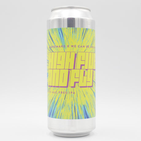 This is a can of Makemake / We Can Be Friends - High Five And Fly - 0.5% (500ml). It is a IPA craft beer available to buy from Ghost Whale, voted London's best craft beer shop.