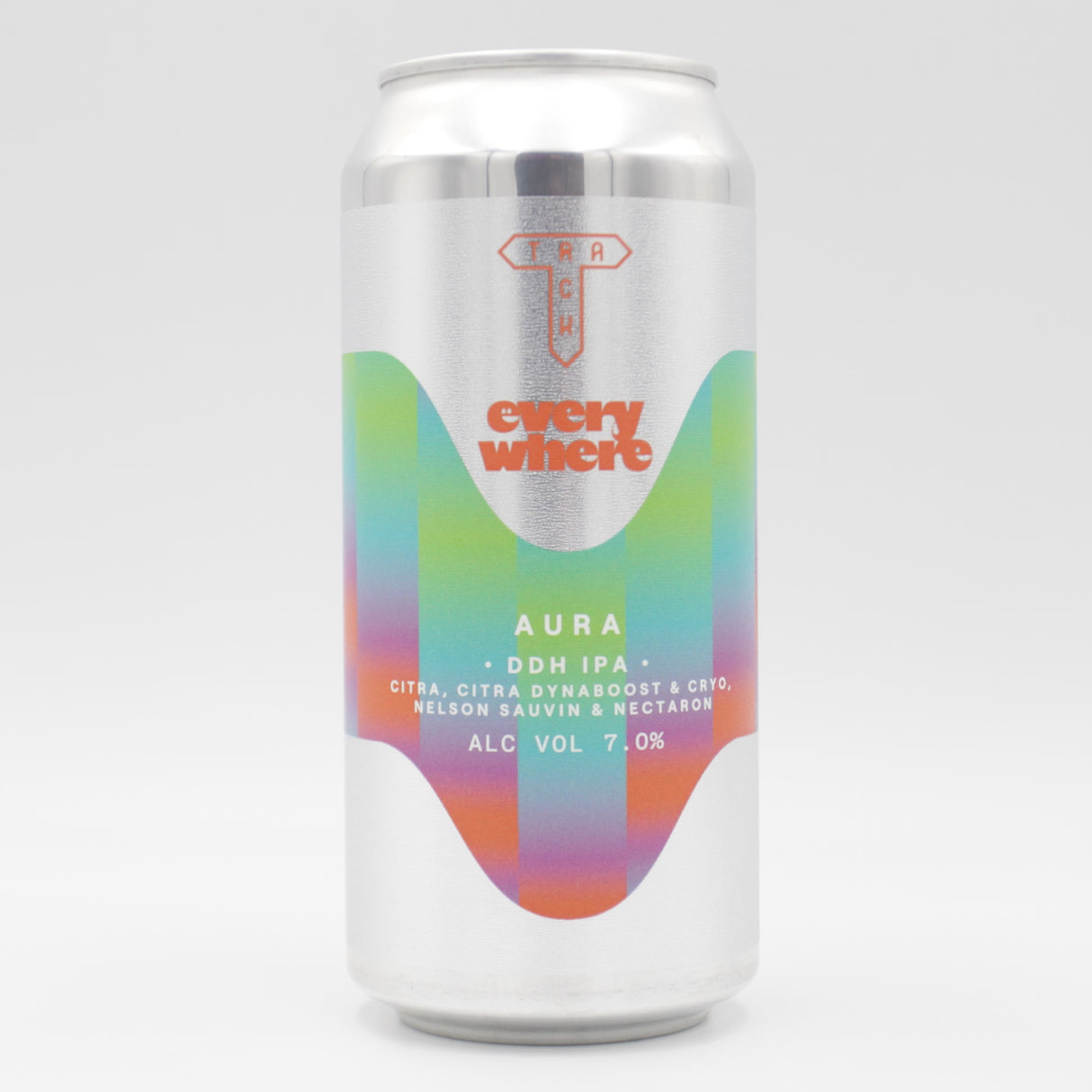 This is a can of Track / everywhere - Aura - 7% (440ml). It is a IPA craft beer available to buy from Ghost Whale, voted London's best craft beer shop.