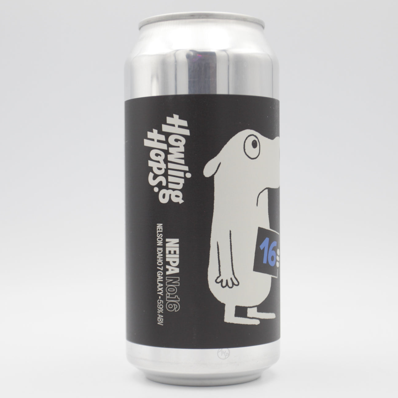 This is a can of Howling Hops - NEIPA No.16 - 5.9% (440ml). It is a IPA craft beer available to buy from Ghost Whale, voted London's best craft beer shop.