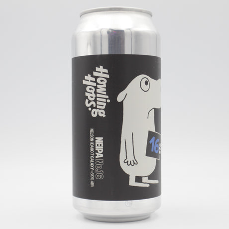 This is a can of Howling Hops - NEIPA No.16 - 5.9% (440ml). It is a IPA craft beer available to buy from Ghost Whale, voted London's best craft beer shop.