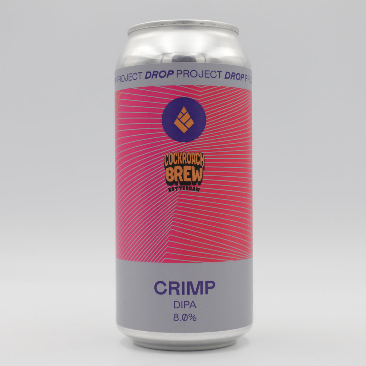 This is a can of Drop Project - Crimp - 8% (440ml). It is a Double IPA craft beer available to buy from Ghost Whale, voted London's best craft beer shop.