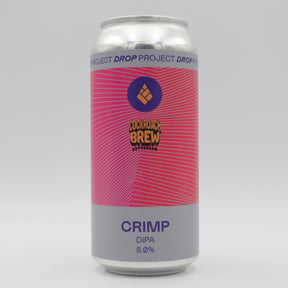 This is a can of Drop Project - Crimp - 8% (440ml). It is a Double IPA craft beer available to buy from Ghost Whale, voted London's best craft beer shop.